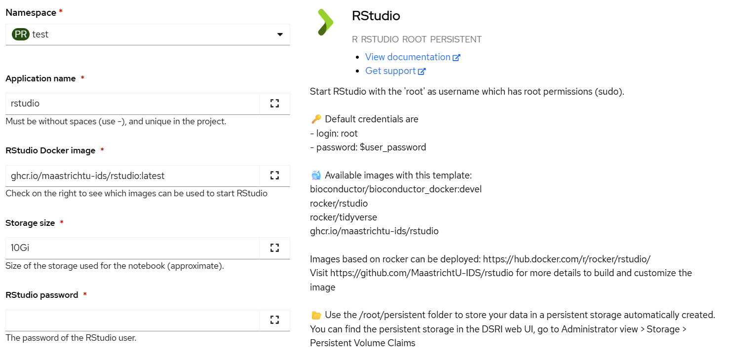 Instantiate Template form